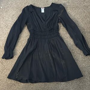 Black Metallic V-Neck Dress